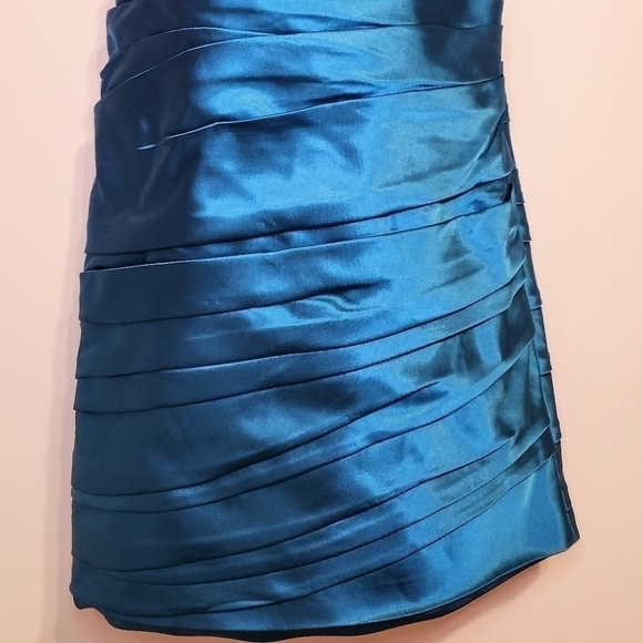 JS Collections Strapless Pleated Cocktail Dress Teal 10 - Picture 6 of 13